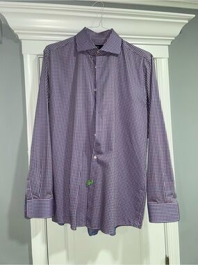 Men's blue and red Check Long-Sleeve Dress Shirt – Tailored Look
